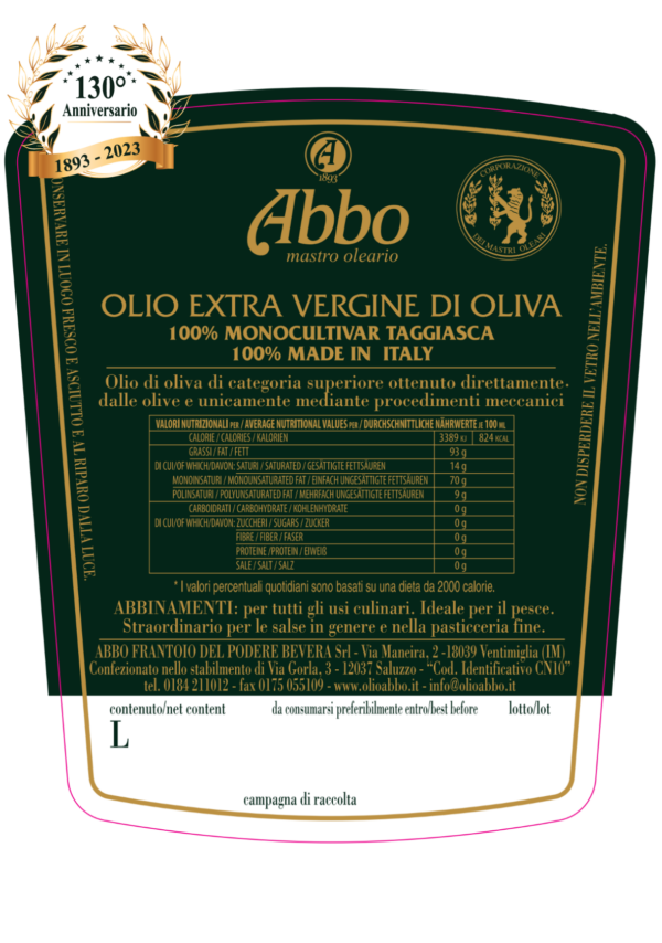 Olio Extravergine taggiasco - Latta 5 lt - immagine 3